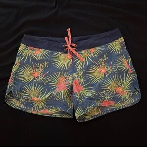 Patagonia Blue Pink Tropical Print  Recycled Wavefarer Board Shorts Size 8